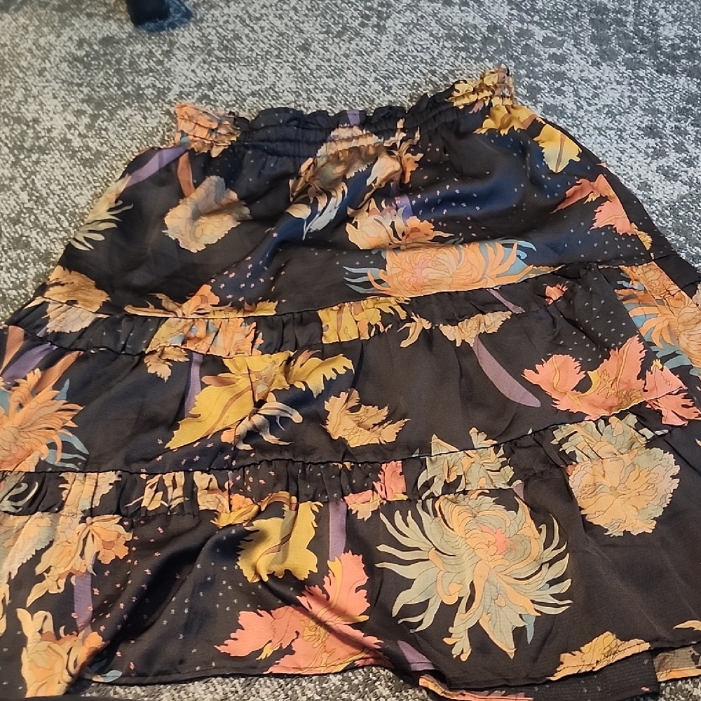 Floral Black and Orange Women's Skirt